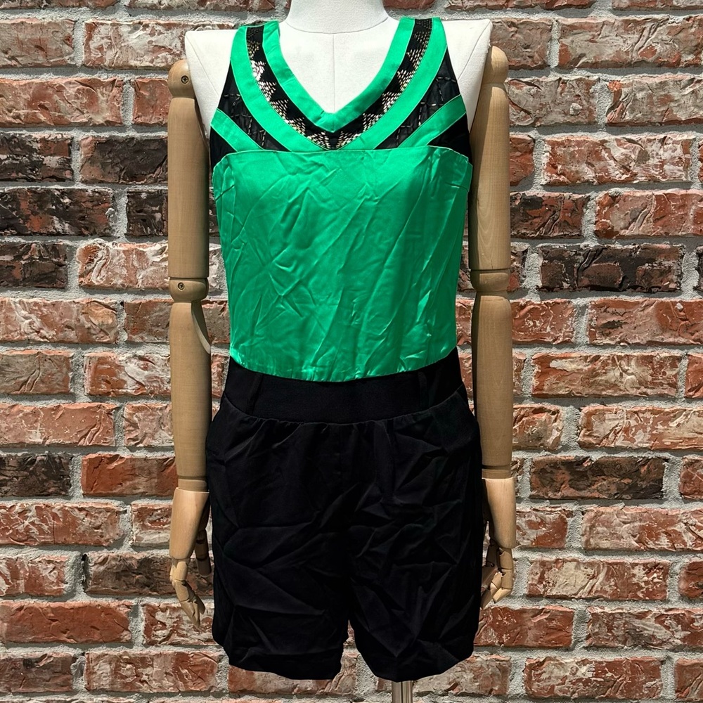 NWT Vero Moda green and black beaded romper / M
